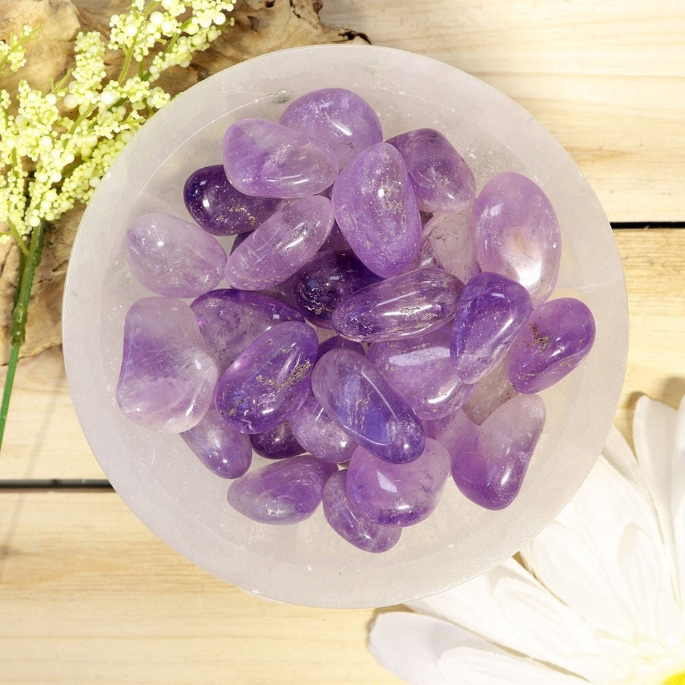 Wholesale Lot of Amethyst Tumbled Stones, Natural Polished Gemstone, J