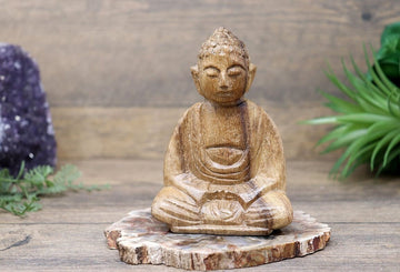 Wooden Meditating Buddha Statue, Zen Home Decor, Hand Carved Buddah Statue, Feng Shui, Spiritual Living Room Decor