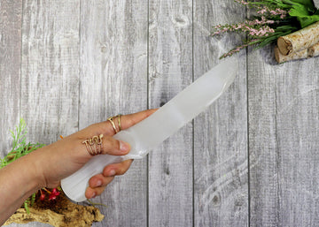 Selenite Knife, Sword, Dagger, Crystal Cleansing Wand, Handmade