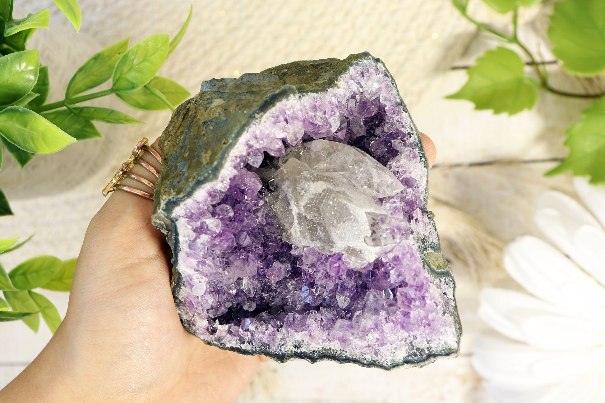 Amethyst Druze With Calcite Infusion | Amethyst Druze Specimen