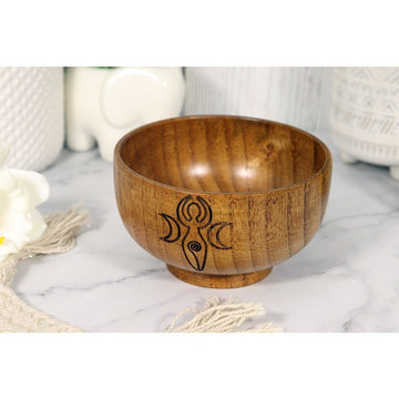 Moon Goddess Bowl |Triple Moon Goddess Wooden Bowl