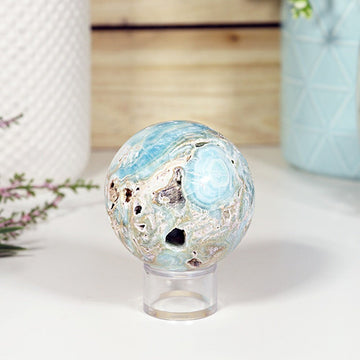 Blue Aragonite Sphere, Crystal Ball, Third Eye Chakra