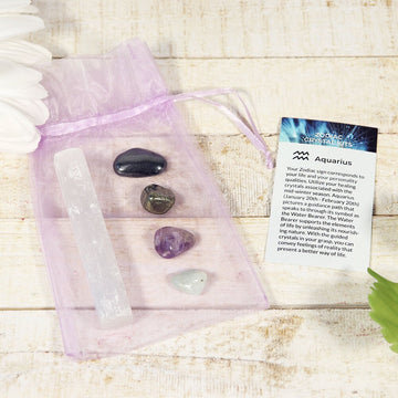 Zodiac Crystal Set for Healing, Aquarius Sun Sign Crystal Pack