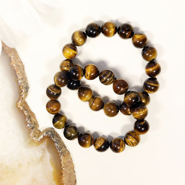 Genuine Tigers Eye Gemstone Bracelet, Grounding & Protection Crystal, Beginner Crystal - SOLD PER PIECE