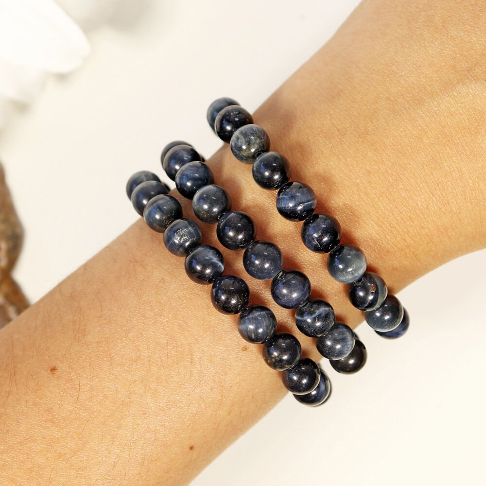 Blue Tiger's Eye Bracelet | Blue Tiger's Eye Jewelry | Gemstone Beaded Bracelet