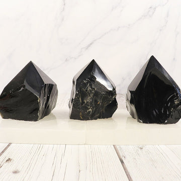 Black Obsidian Point with Natural Base, Perfect for Protection, Ethically Sourced, Capricorn Birthstone