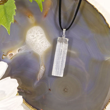 Natural Selenite Necklace, Gift of Protection, Real Crystal Jewelry