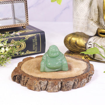 Green Aventurine Mini Happy Buddha Statue, Healing, Prosperity, Wealth, Carved Gemstone Buddha - SOLD PER PIECE