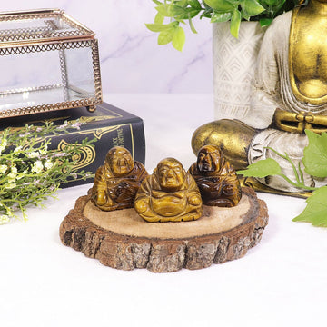 Tiger's Eye Happy Buddha Statue, Healing Carved Gemstone Buddha, Grounding & Protection Crystal - SOLD PER PIECE