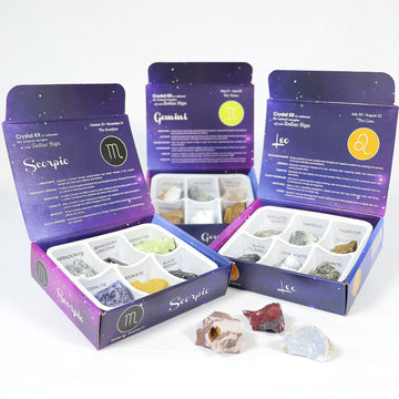 Zodiac Crystal Kit, Crystal Set for Astrology Star Signs, Perfect Birthday Gift, Ethically Sourced, Authentic Rough Stones