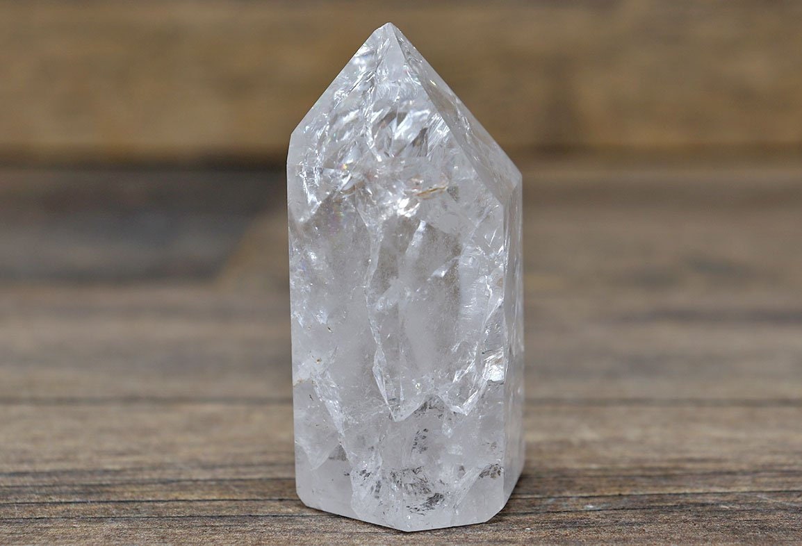 Fire and Ice Cracked Quartz Healing Crystal Point, Great for Visual Meditation