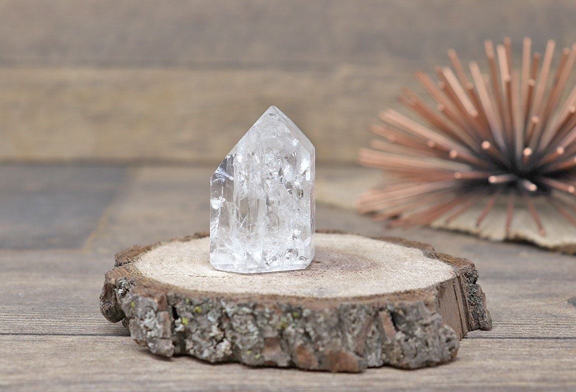 Fire and Ice Cracked Quartz Healing Crystal Point, Great for Visual Meditation