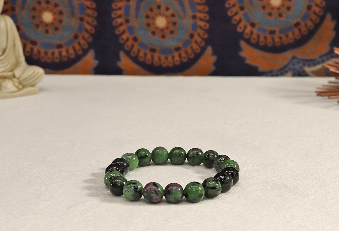 Genuine Ruby Zoisite (Anyolite) Bracelet, Crystal Gemstone Jewelry, Emotionally Healing Crystal, - SOLD PER PIECE