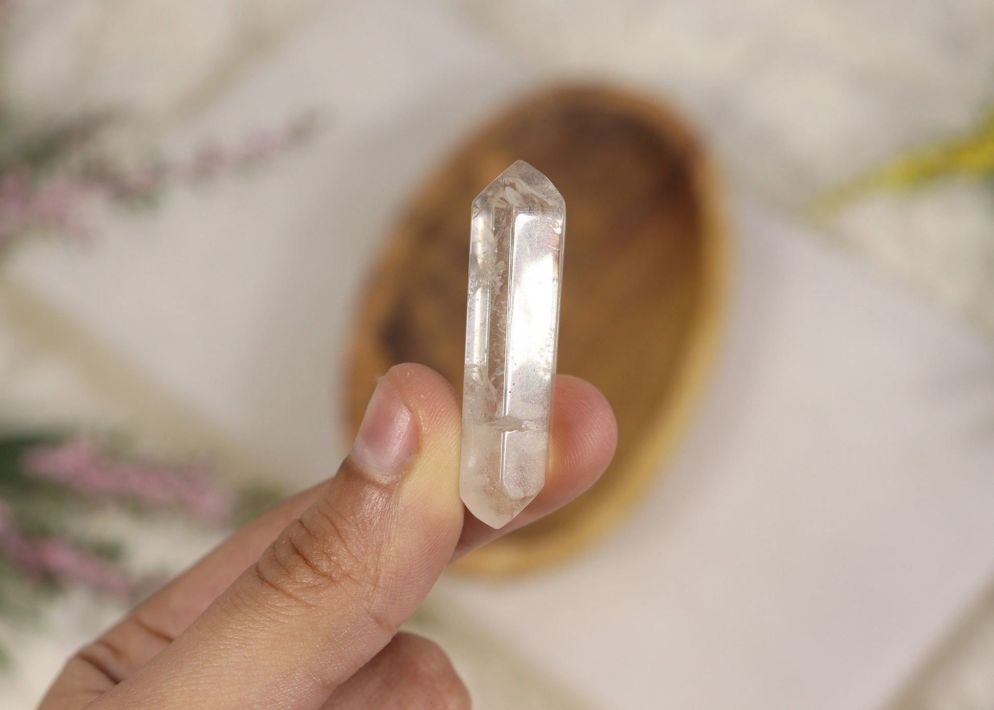 Double Terminated Quartz, Healing Crystal, Natural Clear Quartz Crystal for Meditation - SET OF ONE