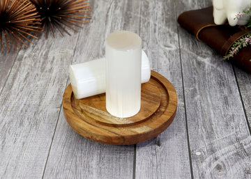 Set of 2 Selenite Cylinder, Harmonizers for charging, crown chakra - Selenite Cylinder Pair