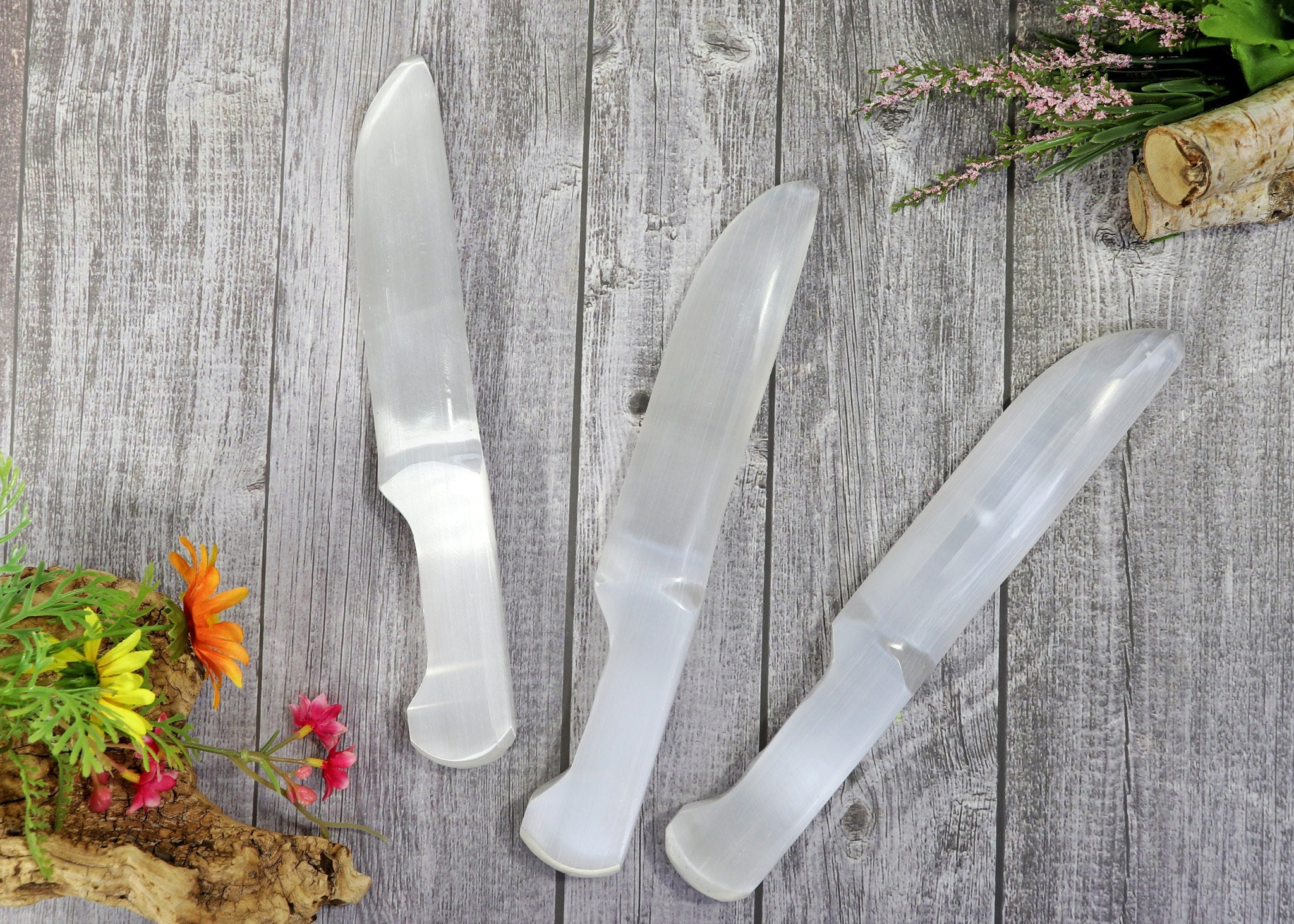 Selenite Knife, Sword, Dagger, Crystal Cleansing Wand, Handmade