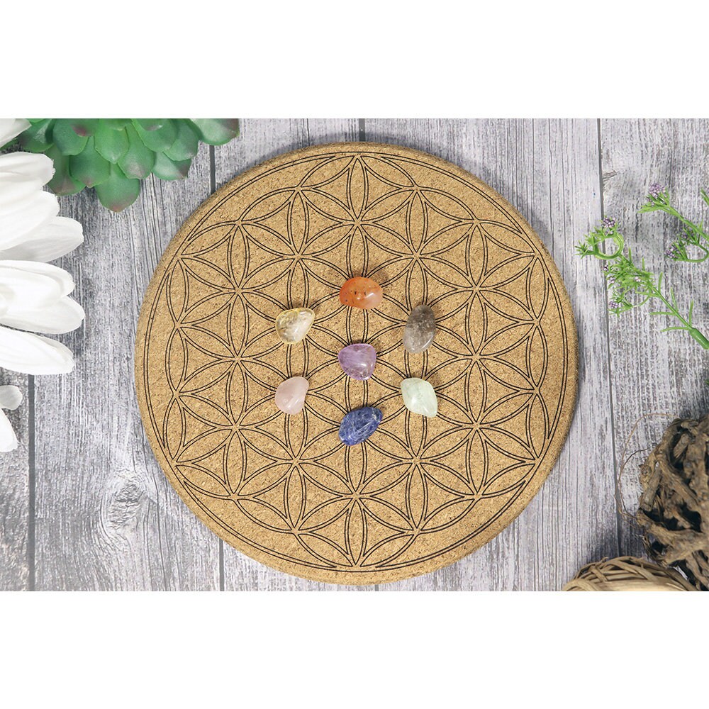 Flower of Life Cork Crystal Grid | Crystal Grid Board