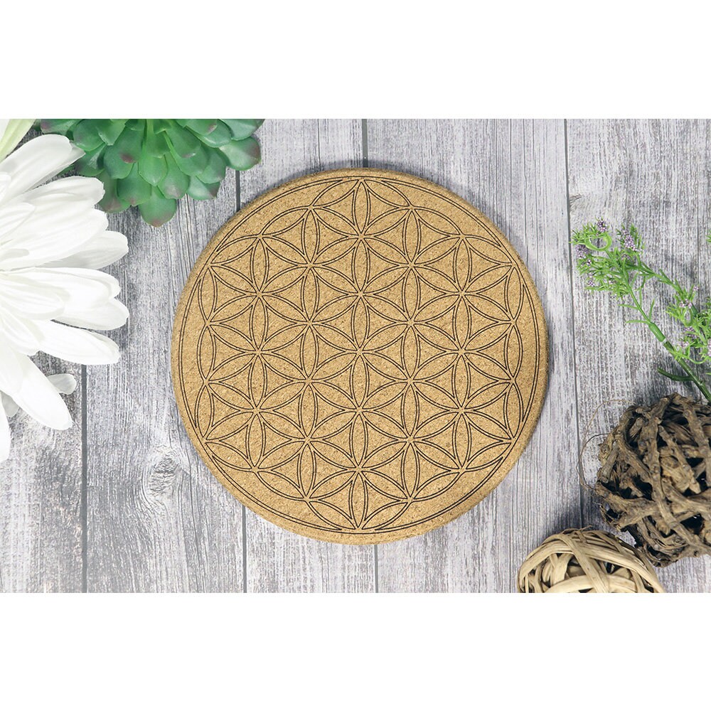 Flower of Life Cork Crystal Grid | Crystal Grid Board