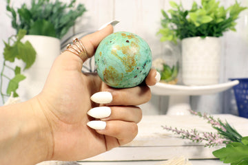 Grade A Chrysocolla Sphere, Turquoise Color, Throat Chakra, The stone of Wisdom