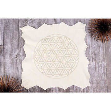 Flower of Life Crystal Grid, Chamois Leather, Sacred Geometry for Energy Manipulation