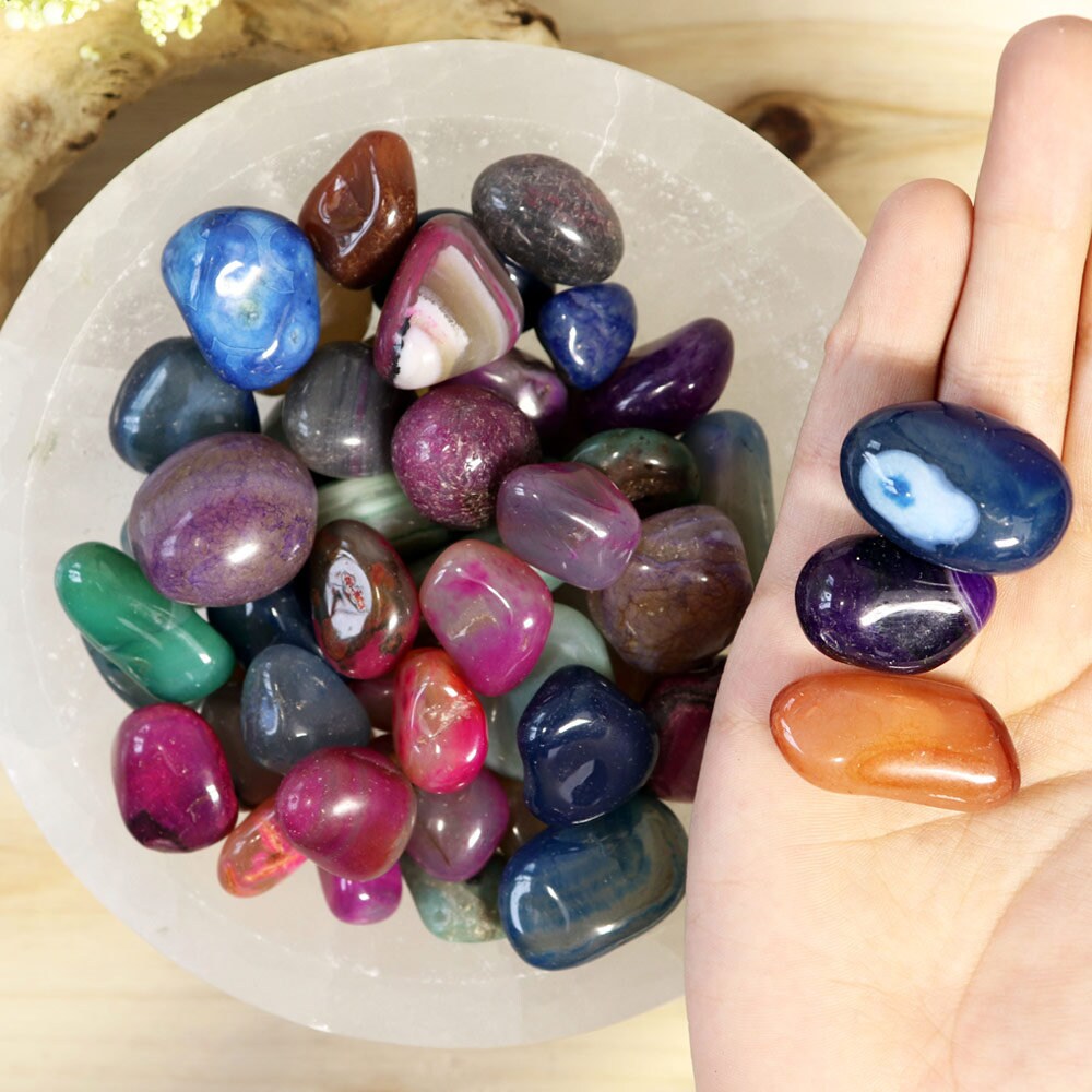 Premium Assorted Brazilian Agate Tumbled Stones, Bulk Wholesale, Chakra, Mediation, Healing Crystals