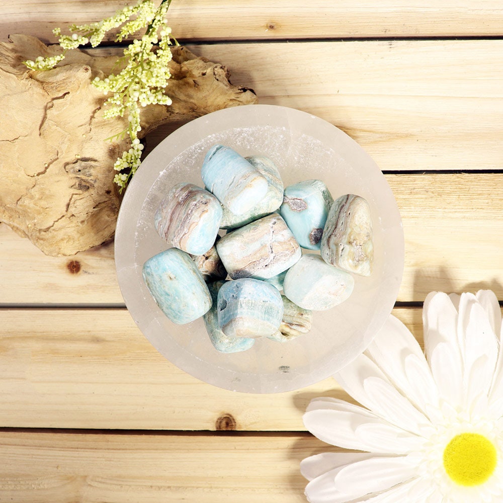 Wholesale Lot of Blue Aragonite Tumbled Stones, Natural Polished Gemstone, Jewelry, DIY, Ethically Sourced