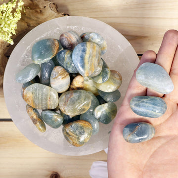 Wholesale Lot of Aquatine Blue Calcite Tumbled Stones, Natural Polished Gemstone, Jewelry, DIY, Ethically Sourced