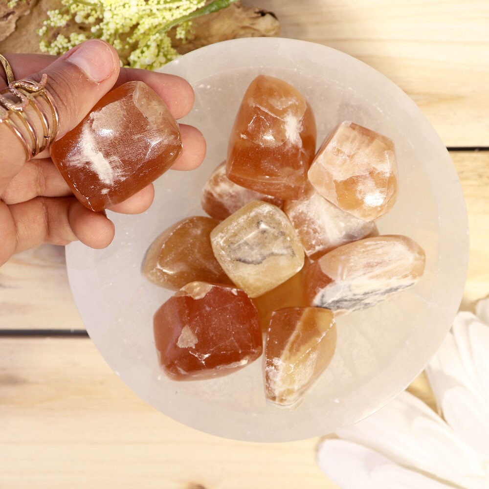 Wholesale Lot of Honey Calcite Stones, Natural Polished Gemstone, Jewelry, DIY, Ethically Sourced