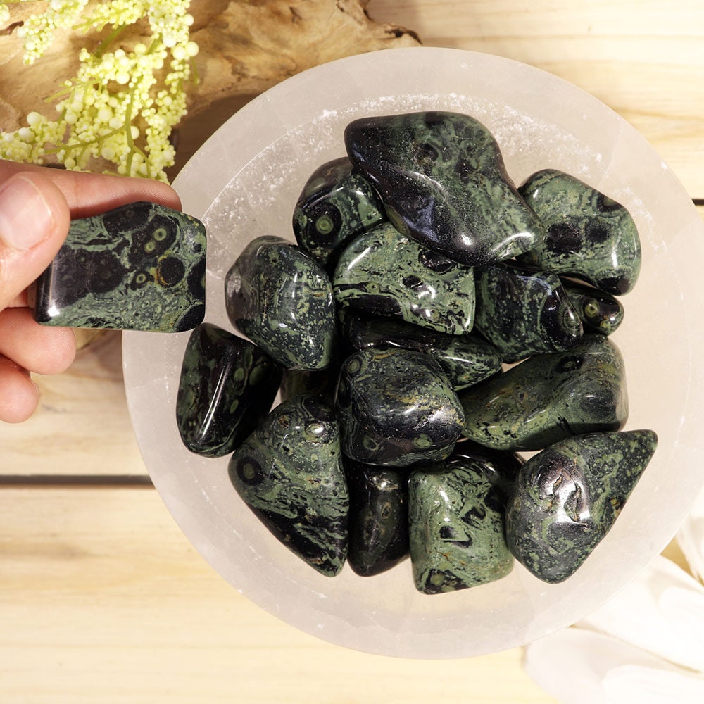 Wholesale Lot of Kambaba Jasper Tumbled Stones, Crocodile Jasper Natural Polished Gemstone, Jewelry, DIY, Ethically Sourced