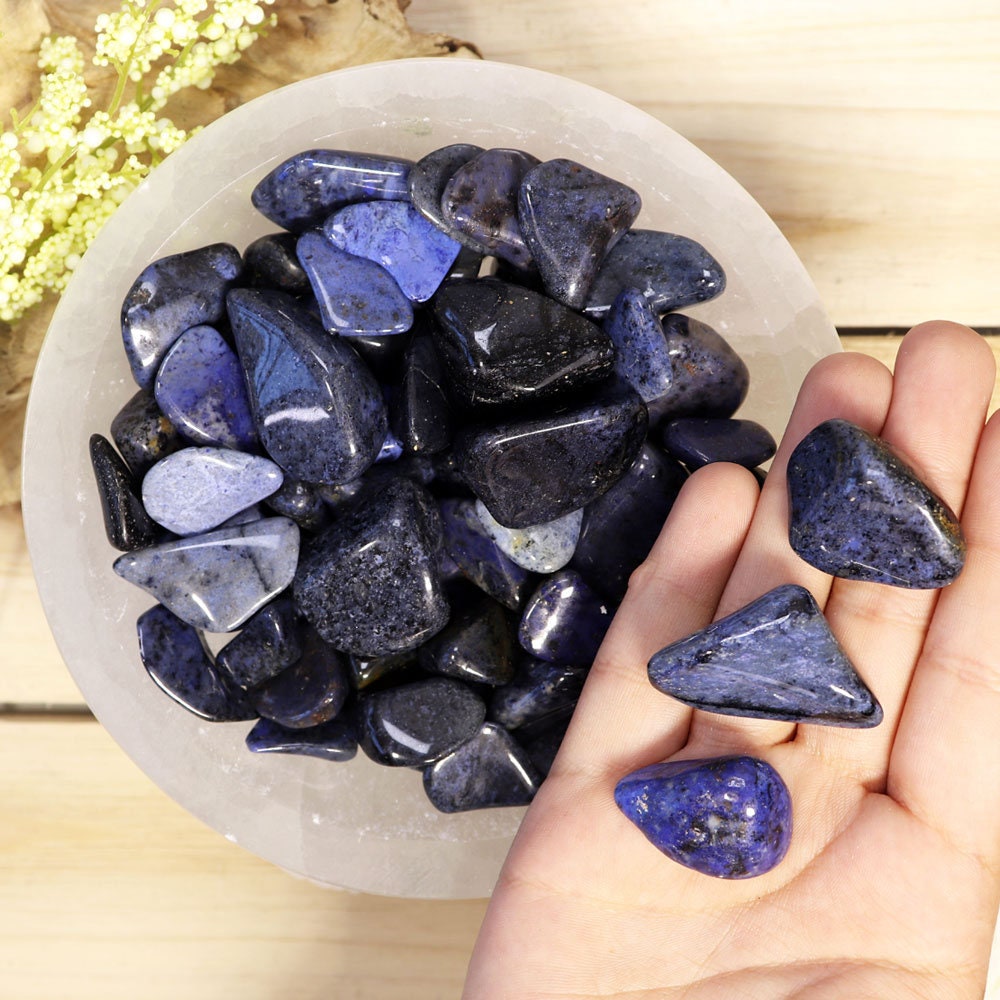 Wholesale Lot of Dumortierite Tumbled Stones, Natural Polished Gemstone, Jewelry, DIY, Ethically Sourced