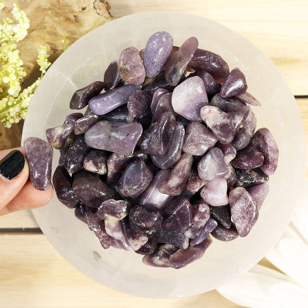 Wholesale Lot of Lepidolite Tumble Stones, Natural Polished Gemstone, Jewelry, DIY, Ethically Sourced