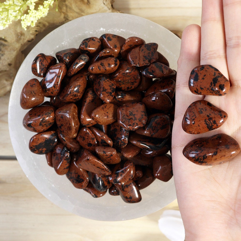 Wholesale Lot of Mahogany Obsidian Tumble Stones, Natural Polished Gemstone, Jewelry, DIY, Ethically Sourced