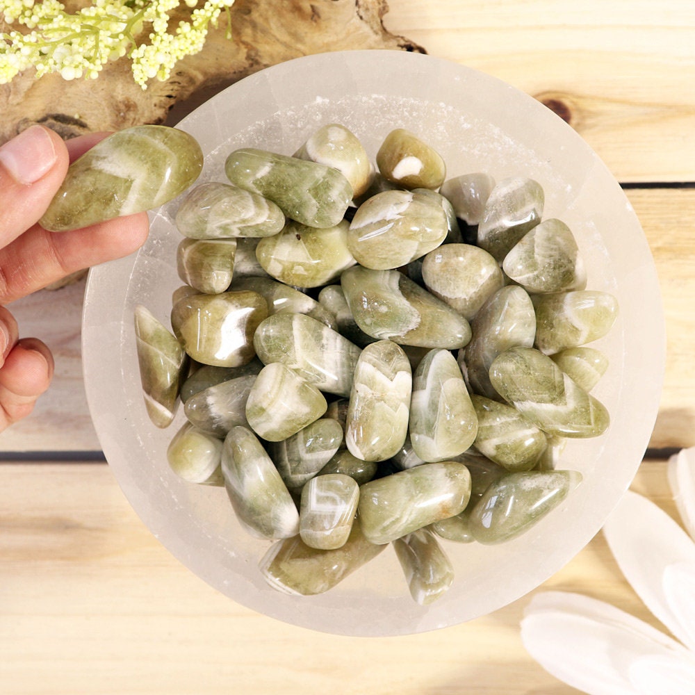 Green Amethyst Tumbled Stones | Prasiolite Crystal