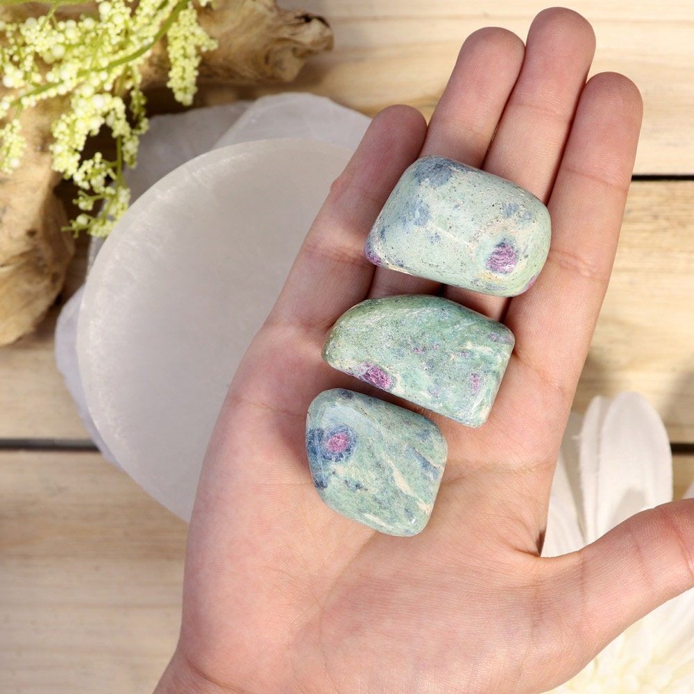 Ruby Fuchsite Tumble Stones, Natural Polished Gemstone, Jewelry, DIY, Ethically Sourced