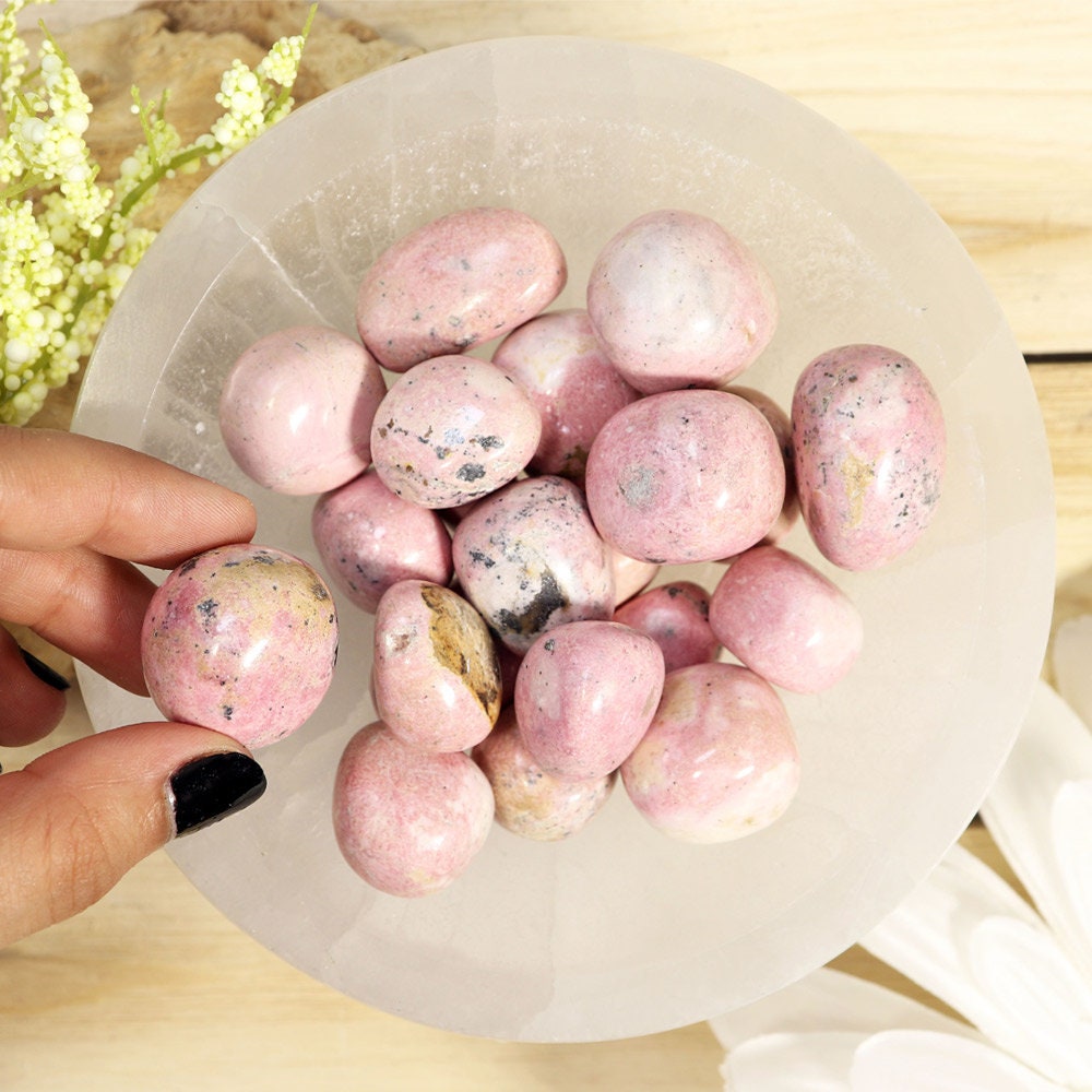 Wholesale Lot of Rhodonite Tumble Stones, Natural Polished Gemstone, Jewelry, DIY, Ethically Sourced