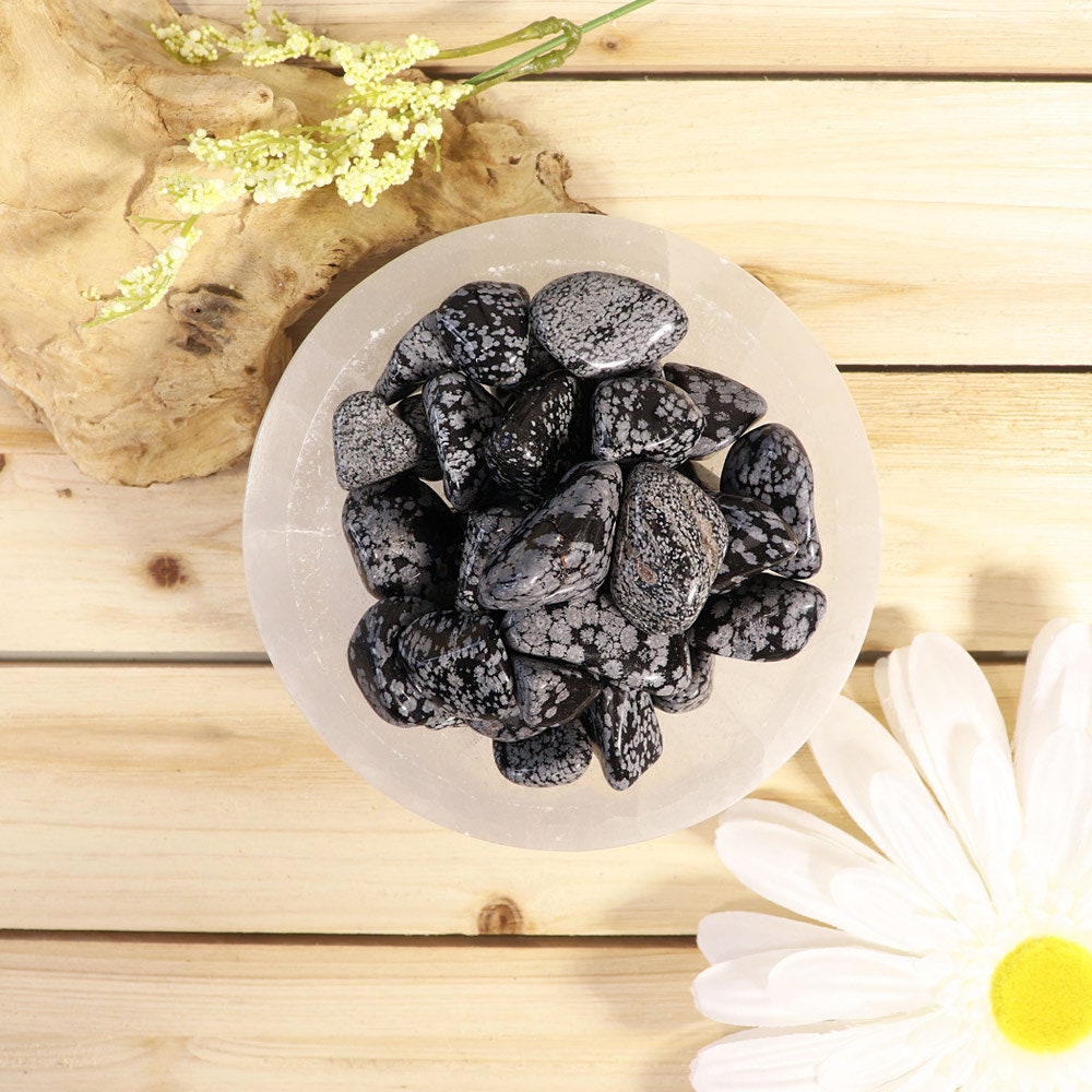 Wholesale Lot of Snowflake Obsidian Tumble Stones, Natural Polished Gemstone, Jewelry, DIY, Ethically Sourced