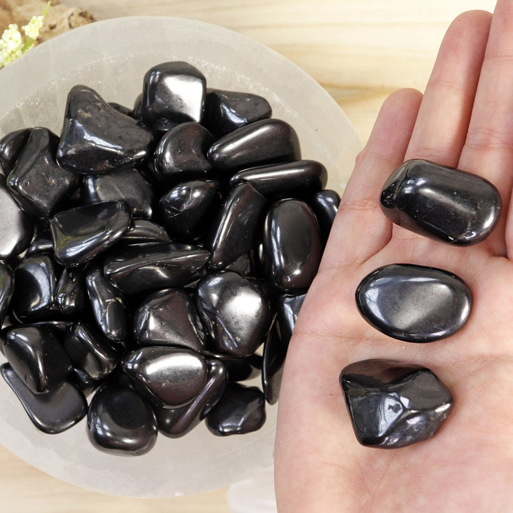 Wholesale Lot of Shungite Tumble Stones, Natural Polished Gemstone, Jewelry, DIY, Ethically Sourced