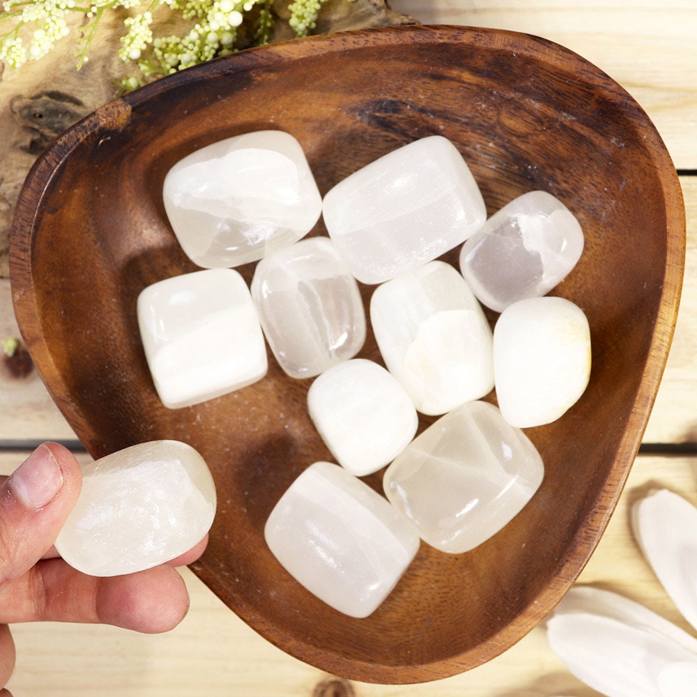 White Calcite Tumbled Stones | White Calcite from Pakistan