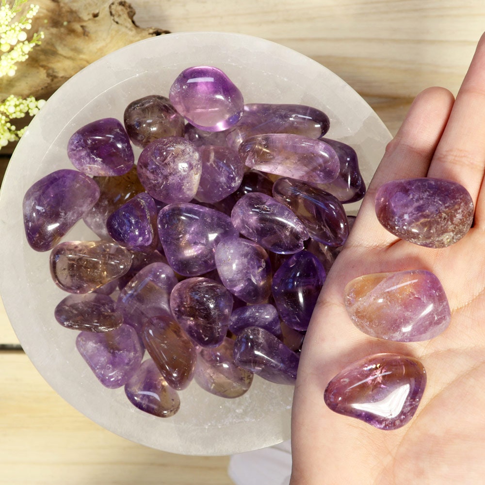 Wholesale Lot of Ametrine Tumble Stones, Natural Polished Gemstone, Jewelry, DIY, Ethically Sourced