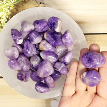 Wholesale Lot of Chevron Amethyst Tumbled Stones, Natural Polished Gemstone, Jewelry, DIY, Ethically Sourced