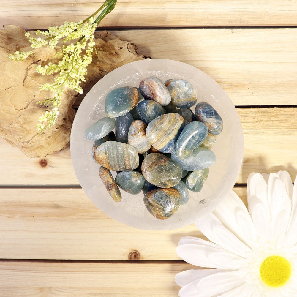 Wholesale Lot of Aquatine Blue Calcite Tumbled Stones, Natural Polished Gemstone, Jewelry, DIY, Ethically Sourced