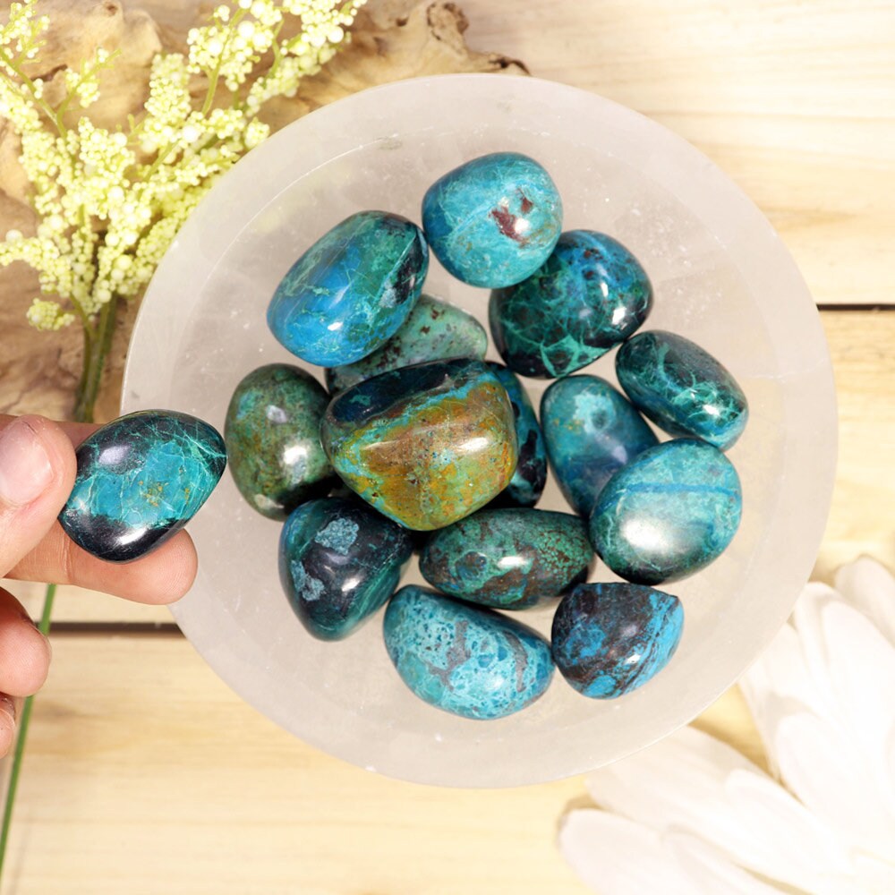 Chrysocolla Tumble Stones, Natural Polished Gemstone, Jewelry, DIY, Ethically Sourced