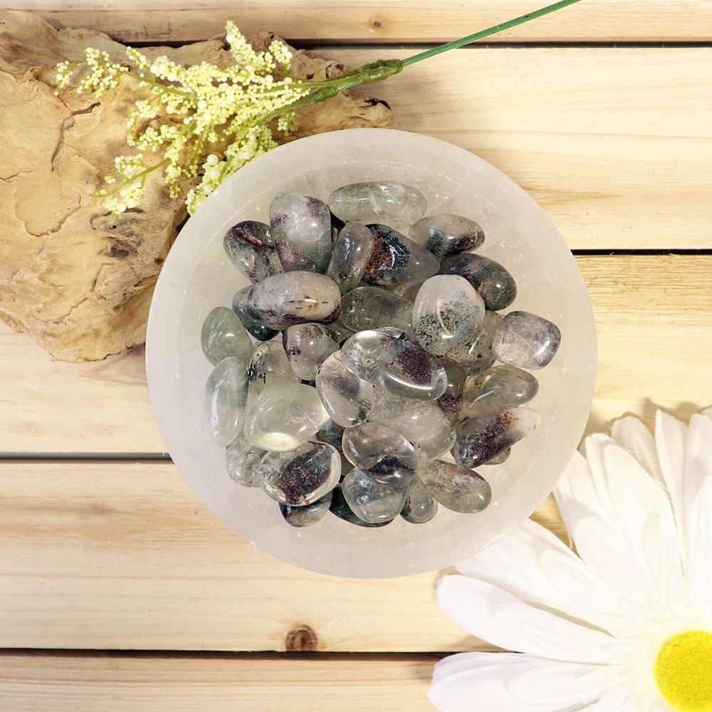 Wholesale Lot of Garden Quartz Tumbled Stones, Lodolite, Natural Polished Gemstone, Jewelry, DIY, Ethically Sourced