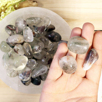 Wholesale Lot of Garden Quartz Tumbled Stones, Lodolite, Natural Polished Gemstone, Jewelry, DIY, Ethically Sourced