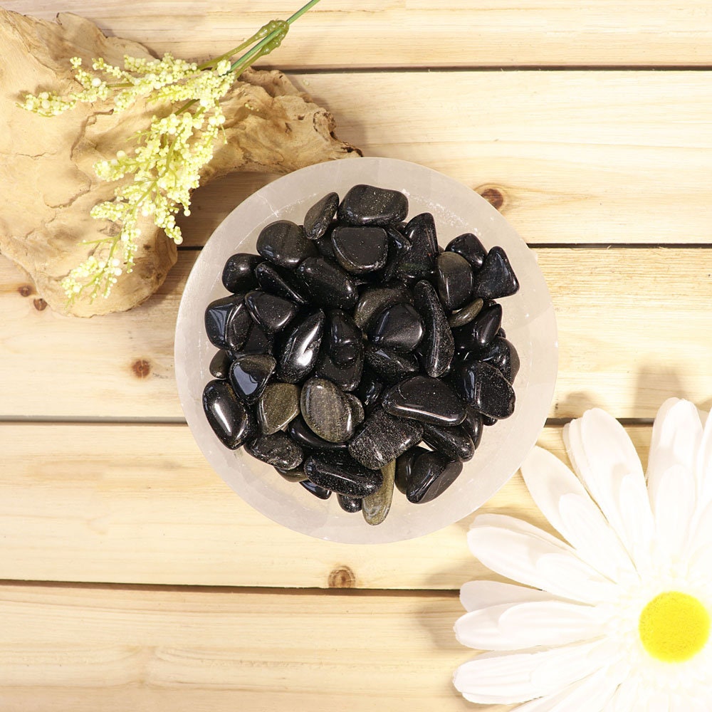 Wholesale Lot of Golden Sheen Obsidian Tumble Stones, Natural Polished Gemstone, Jewelry, DIY, Ethically Sourced