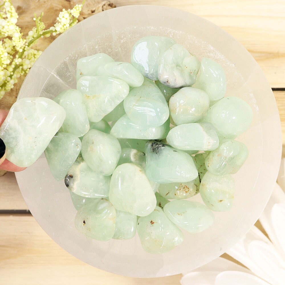 Wholesale Lot of Prehnite Tumble Stones, Natural Polished Gemstone, Jewelry, DIY, Ethically Sourced