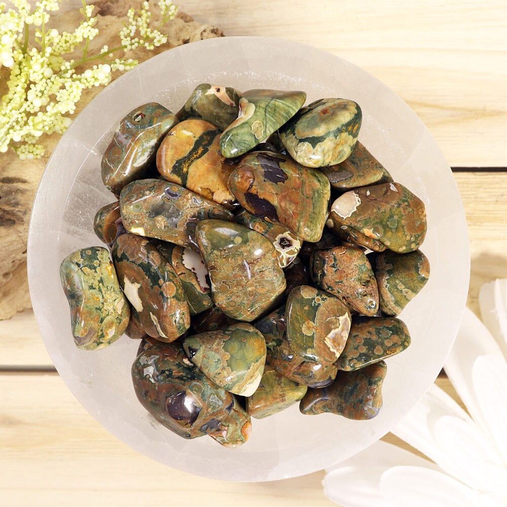 Rhyolite Rainforest Tumble Stones, Natural Polished Gemstone, Jewelry, DIY, Ethically Sourced