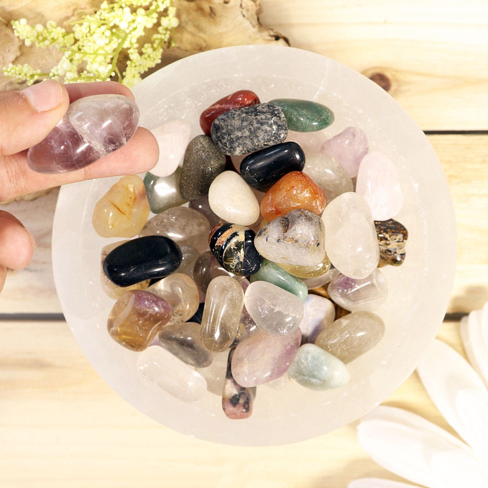 Natural Premium Assorted Tumbled Stones, Bulk Wholesale, Chakra, Mediation, Healing Crystals - Medium Size Natural Crystal Mix