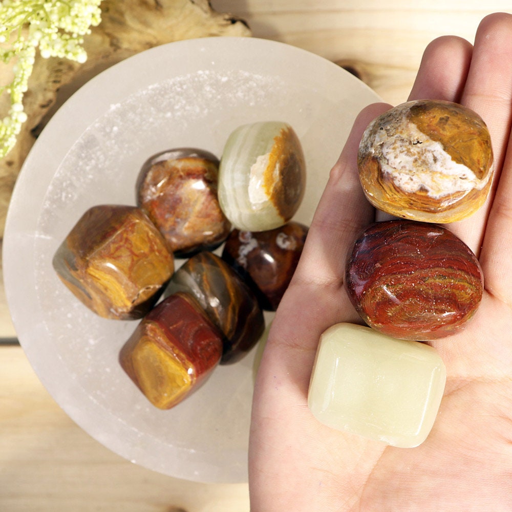 Natural Red and Green Onyx Tumbled Stones | Onyx from Pakistan