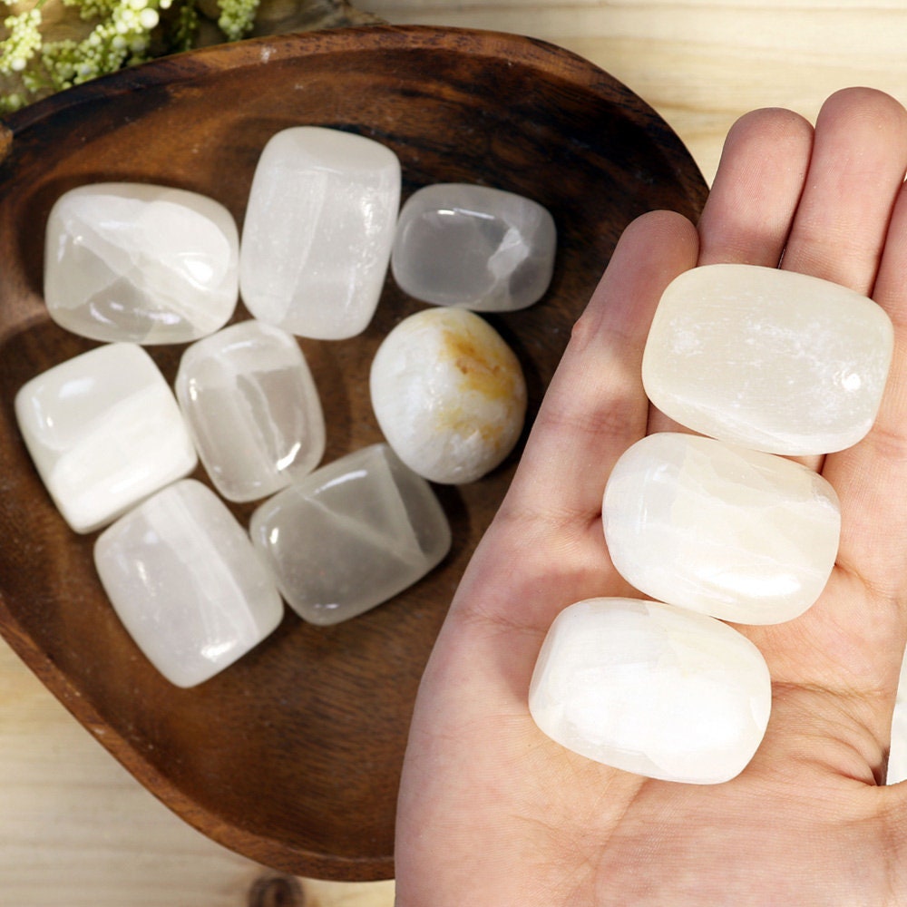 White Calcite Tumbled Stones | White Calcite from Pakistan